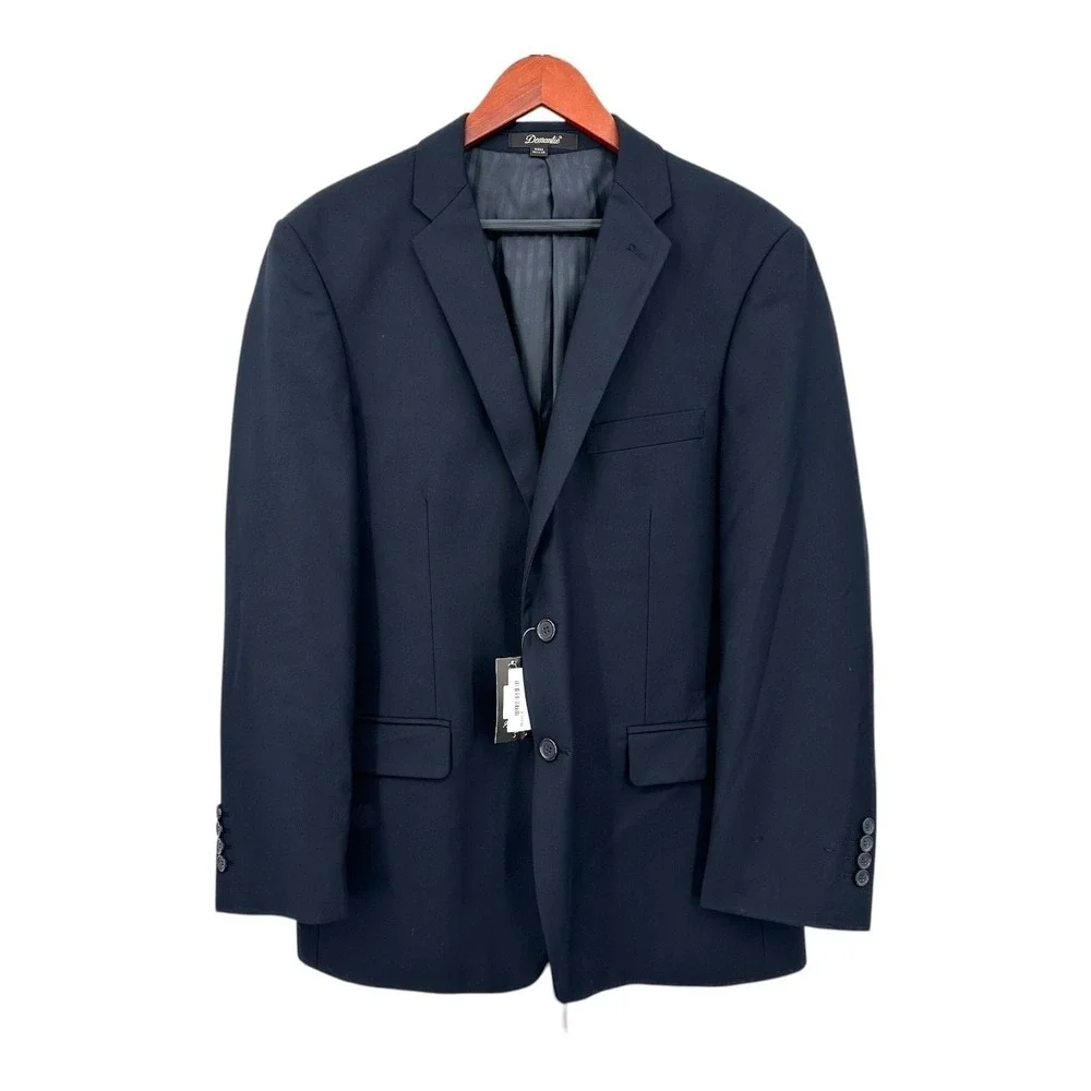 Demantie‎ 2-Button Suit Jacket Men's 40R Navy Blue Single Breasted Blazer NWT